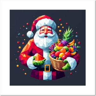 Christmas Santa fruit gifts Posters and Art